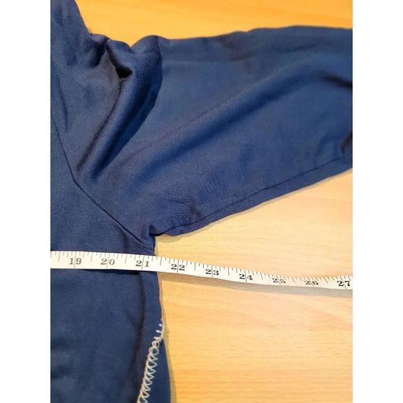 Pure Jill Tranquility Fleece Whipstitched Top Sz L Blue Soft Stretch Long Sleeve - Picture 8 of 11